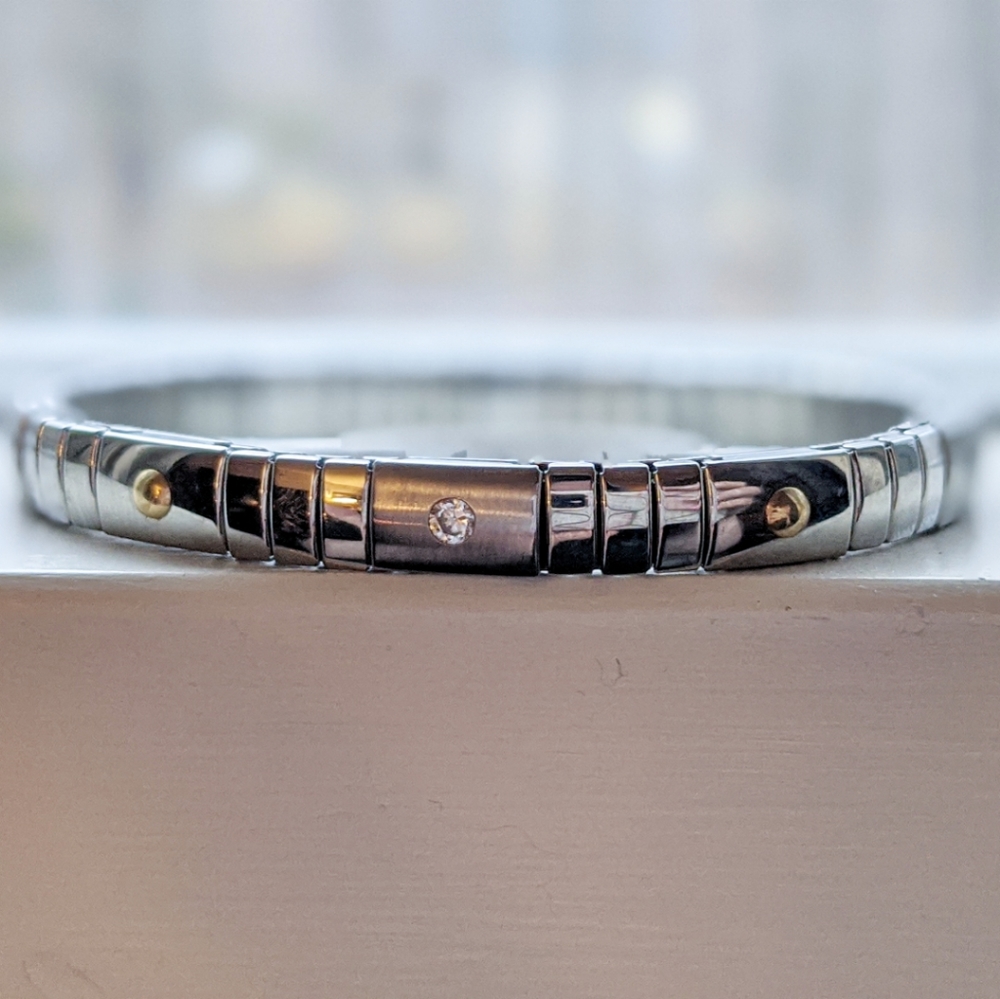 Milor 14k Gold/Stainless Steel, Diamond bracelet